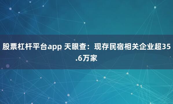 股票杠杆平台app 天眼查：现存民宿相关企业超35.6万家